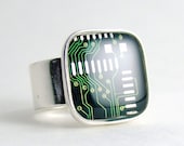 green circuit board geek ring for men