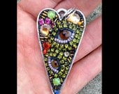 Large Two Eye Heart Pendant (brown)
