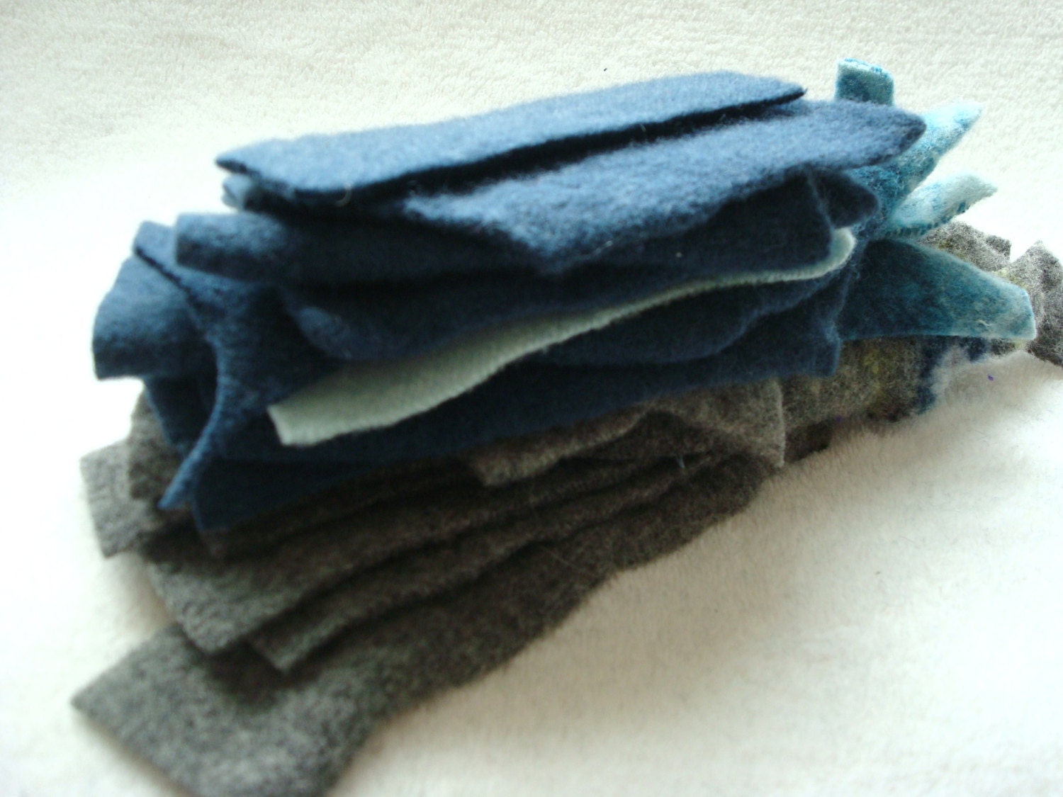Felted Sweater Wool Scraps TEAL & GREY Gray Scrap Pack Grab Bag Destash from WormeWoole