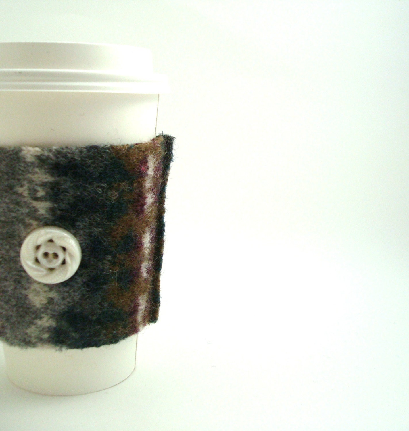Coffee Sleeve Coffee Cozy MULTICOLORED Fair Isle Felted Sweater Wool Coffee Sweater