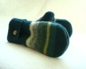 Wool Mittens HUNTER GREEN Mittens Felted Sweater Wool Mittens Fleece Lined by WormeWoole