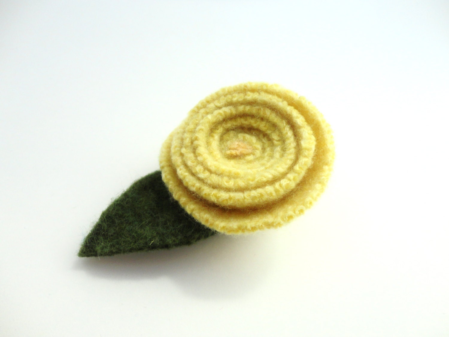 Rose Pin Rose Brooch SUNNY YELLOW Rose Handmade Wedding Buotonniere Lapel Rose by WormeWoole