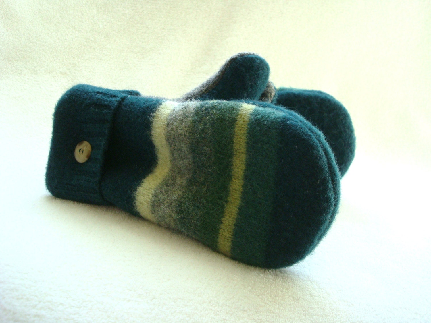 Wool Mittens HUNTER GREEN Mittens Felted Sweater Wool Mittens Fleece Lined by WormeWoole