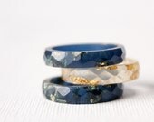 starry night size 7.5 thin multifaceted eco resin midnight blue with gold flakes - RosellaResin