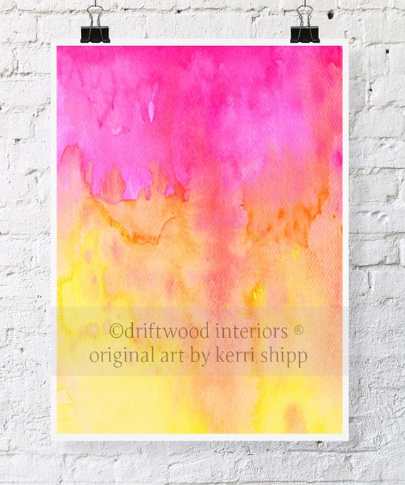 Abstract Watercolor Print - Splice 11" x 14" - Abstract Giclee Print - Pink and Orange Watercolor Art
