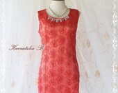 Sexy Night - Bandage Dress Salmon Color See Through Lace Front With Elastic Back Prom Party Night Cocktail Dress Crystal Bead Embroidered