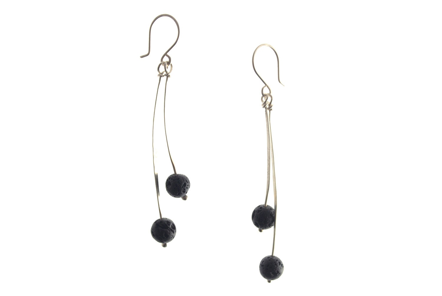 Handmade jewelry. Sterling silver 925 wire with lava stones. Modern earrings