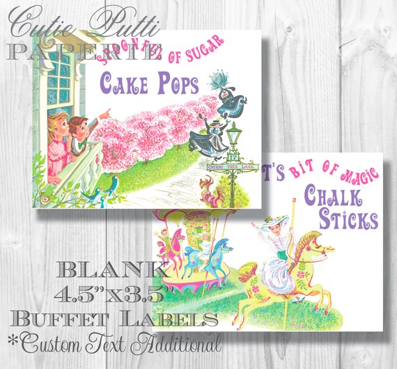 Mary Poppins Vintage Party - PRINTABLE BLANK TREAT Labels - Cutie Putti Paperie Il_570xn