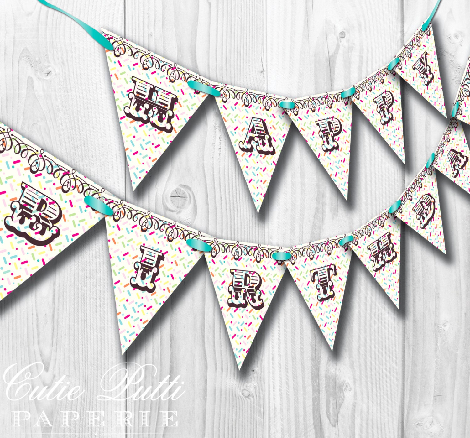 Ice Cream Party - PRINTABLE BIRTHDAY BANNER - Cutie Putti Paperie Il_570xn