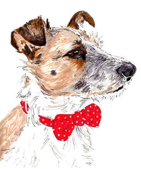 Custom Dog Portrait 8 x 11 inches - Dog Illustration with pen and ink