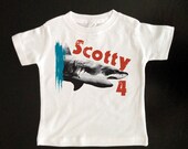 Shark Shirt w/ Custom Name and Age - Personalized Kids Tshirt - Baby and Toddler - Children's Clothing