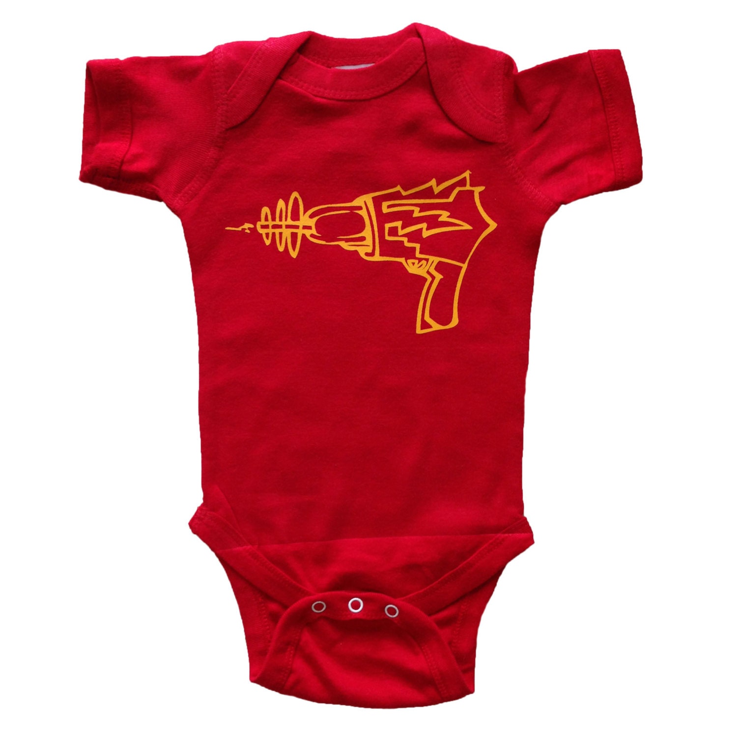 Ray Gun - One Piece Color Bodysuit - Red and Golden Yellow Ray Gun - For your little sci fi geek - baby and toddler clothes
