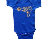 Ray Gun - One Piece Color Bodysuit - Royal Blue One Piece and Golden Yellow Ray Gun - For your little sci fi geek - baby and toddler clothes