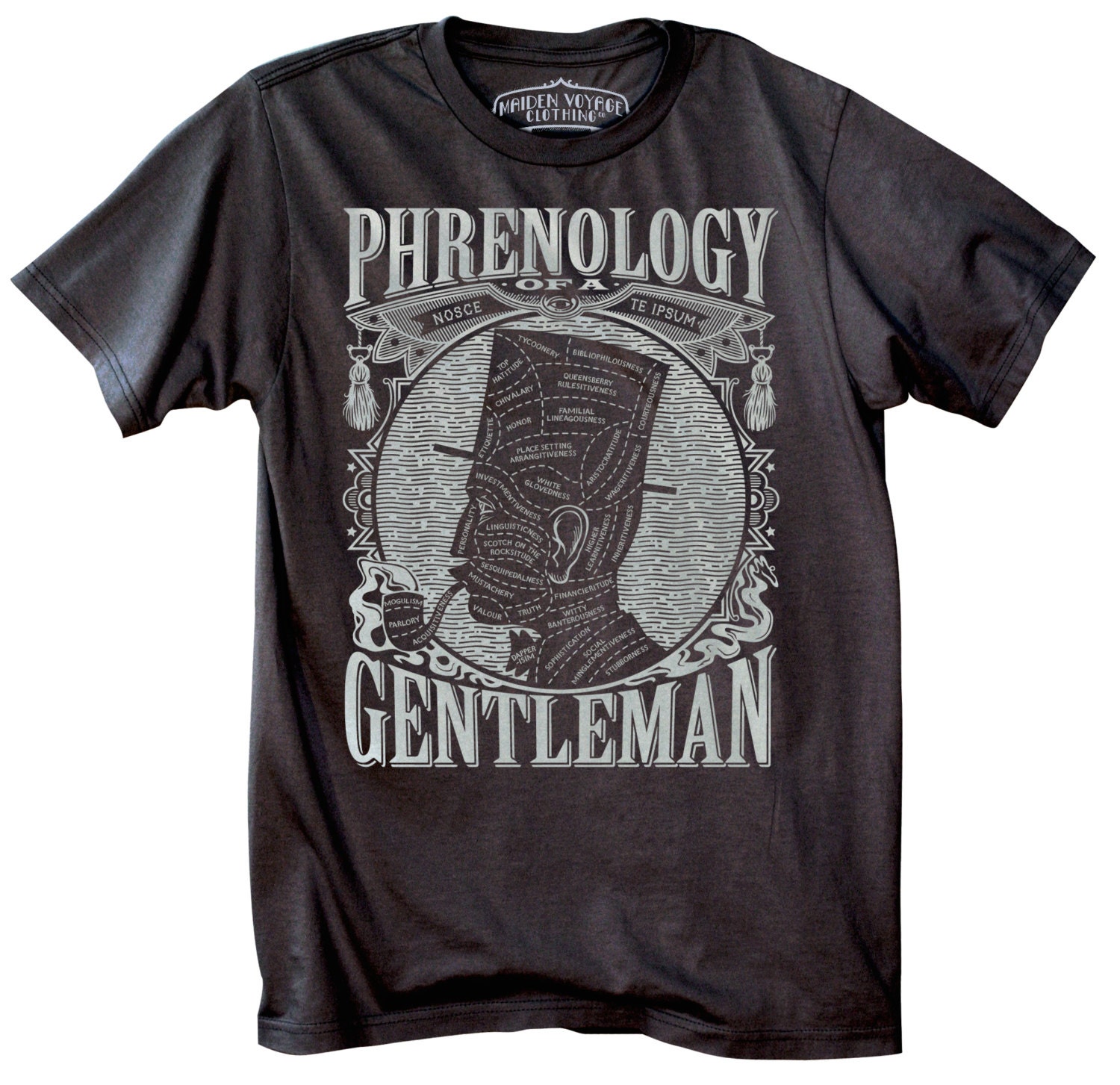 NEW - Phrenology of a Gentleman - Charcoal/Gray X-Large