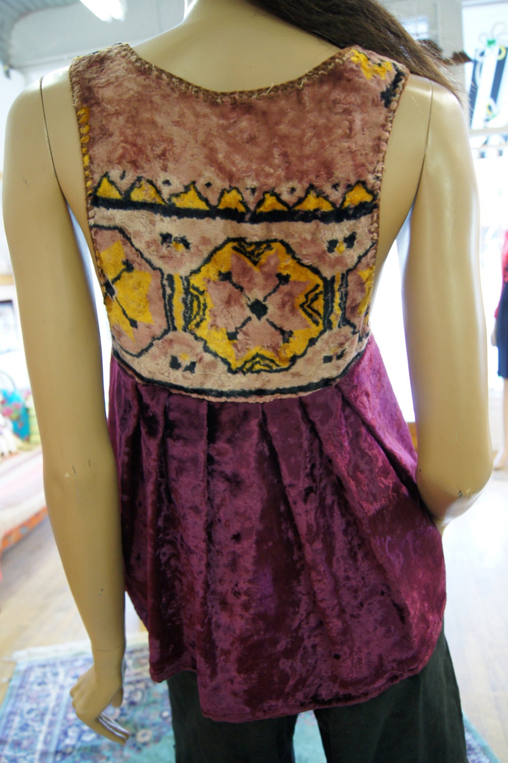 1970's Velvet Boho Vest