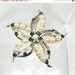 BIG SALE Vintage Emerald Rhinestone and Faux Pearl Flower Brooch Pin, Signed By Designer