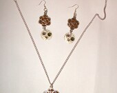 Steampunk necklace steampunk earrings swarovski necklace swarovski earrings watch movement,steampunk set