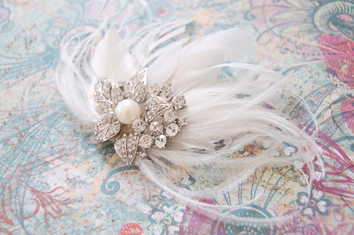Marie Antoinette Feather Fascinator : F094 Made to order, champagne, white, ivory, black