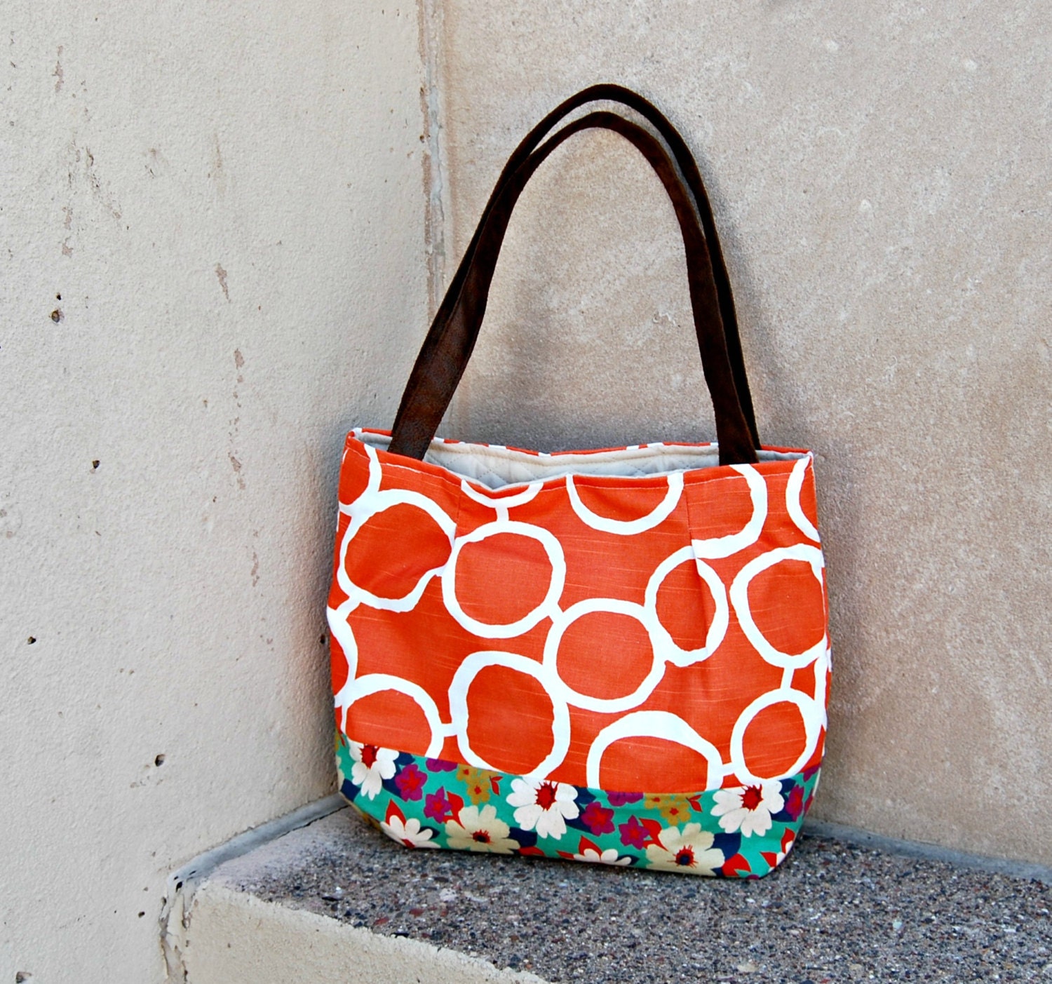 Diaper Bag Tote Handbag Beach Bag : Freehand and flowers