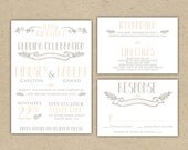 Wedding Invitation and RSVP -Printable DIY. Modern vintage, rustic wedding modern "Lindsey and Robert" (1007)