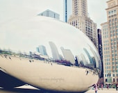 Chicago Photography - The Bean - Cloud Gate Photography Print (8x10) Pastel Dreamy City Photography Travel Chicago Art