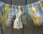 Newborn Baby Boy Fabric Garland, Ribbon Banner, Boy Banner, Boys Bedroom Decor, Nursery Decoration, Baby Shower Decoration, Baby Boys Room