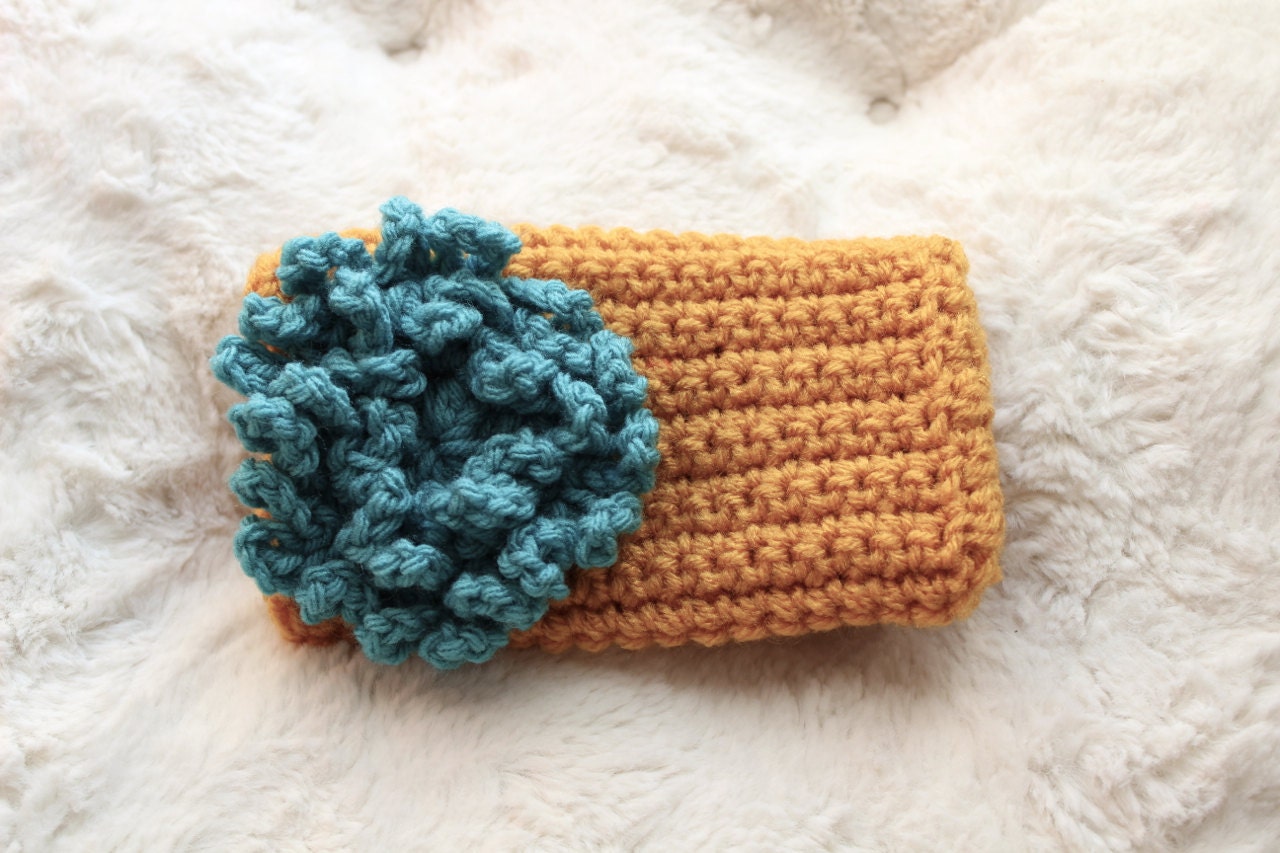 Crocheted Clutch - Gold and Turquoise