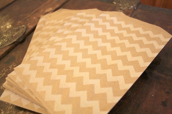 kraft chevron favor bags ... 25 paper treat bags ... choose your color Il_570xn