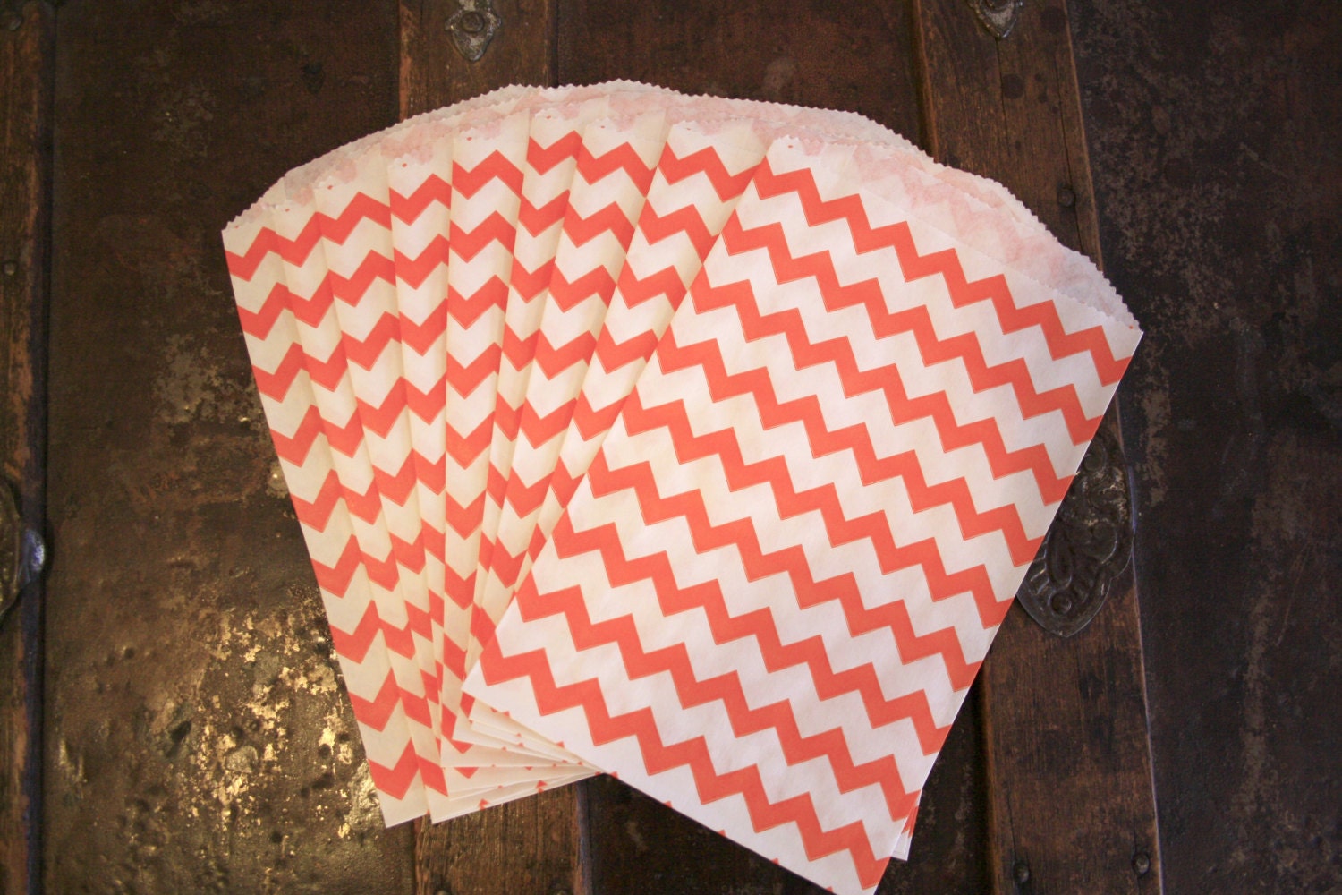 orange chevron favor bags ... 25 paper treat bags ... choose your color Il_570xn