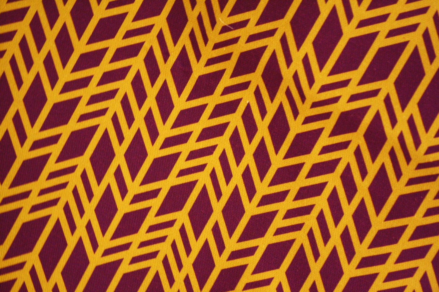 Home Decor Geometric Fabric - Plum and mustard - "Retro Chevron" ( Fat Quarter 18"x27")