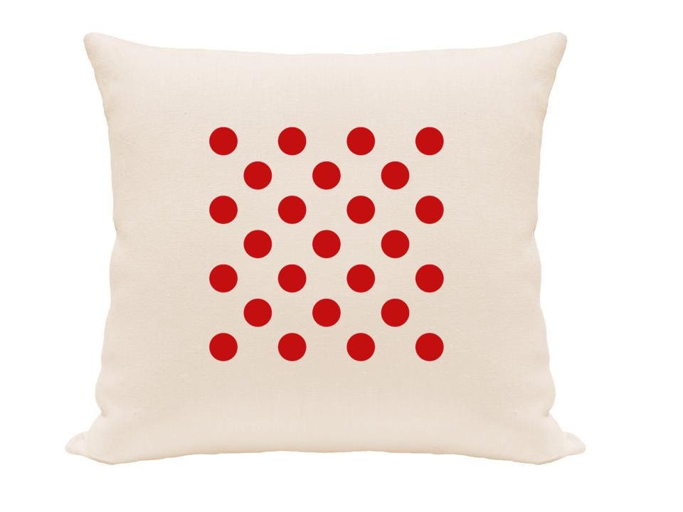 Large Polka Dot, Pillow Cover, Red and Ivory, Customize Pillows, Throw Pillows, Accent Pillows, Pillow Cover