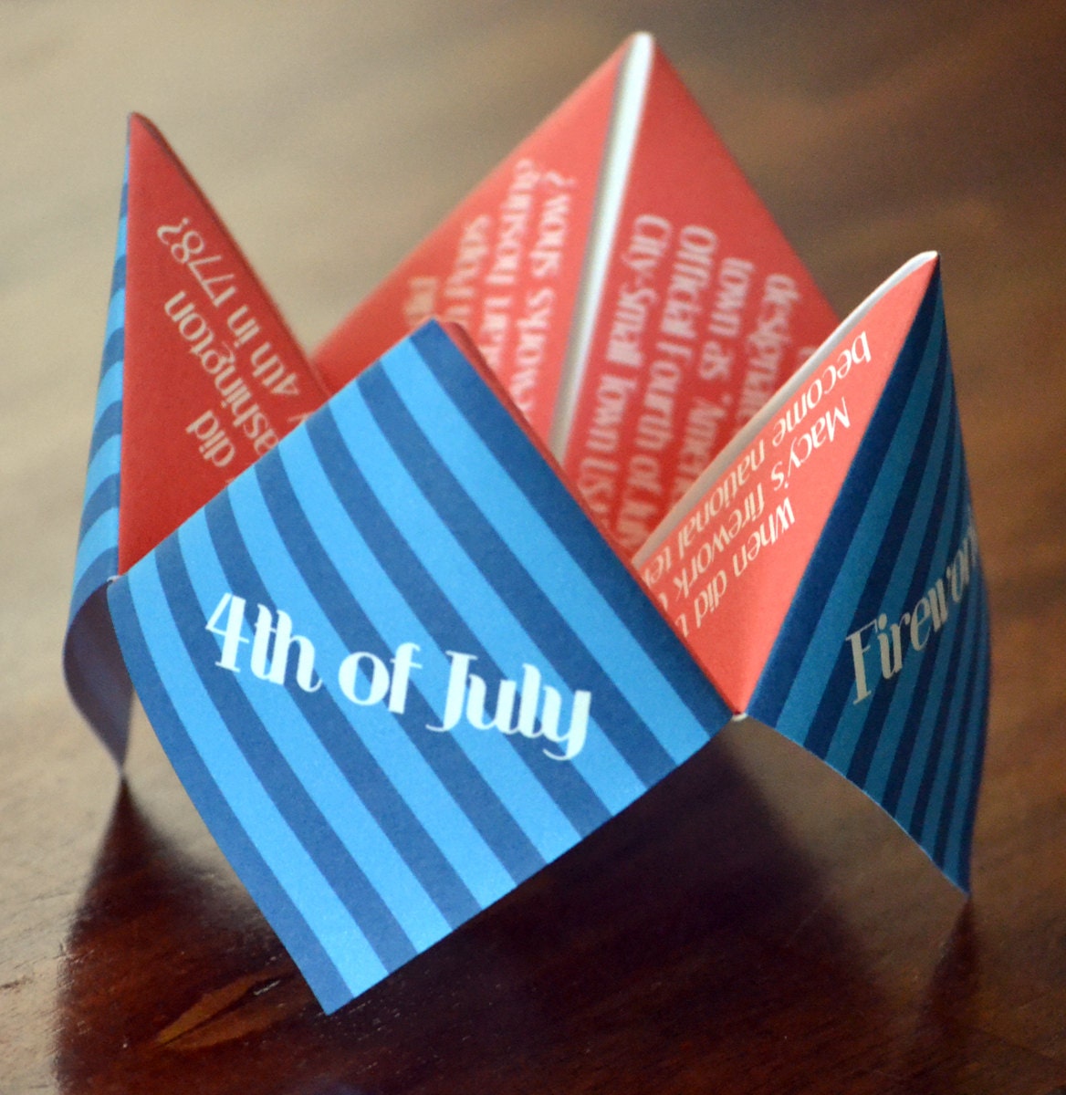 4th of July Cootie Catcher, Decoration, Card, Invitation, July 4, Patriotic, Red White and Blue, July 4th, Fourth of July, BBQ, Origami