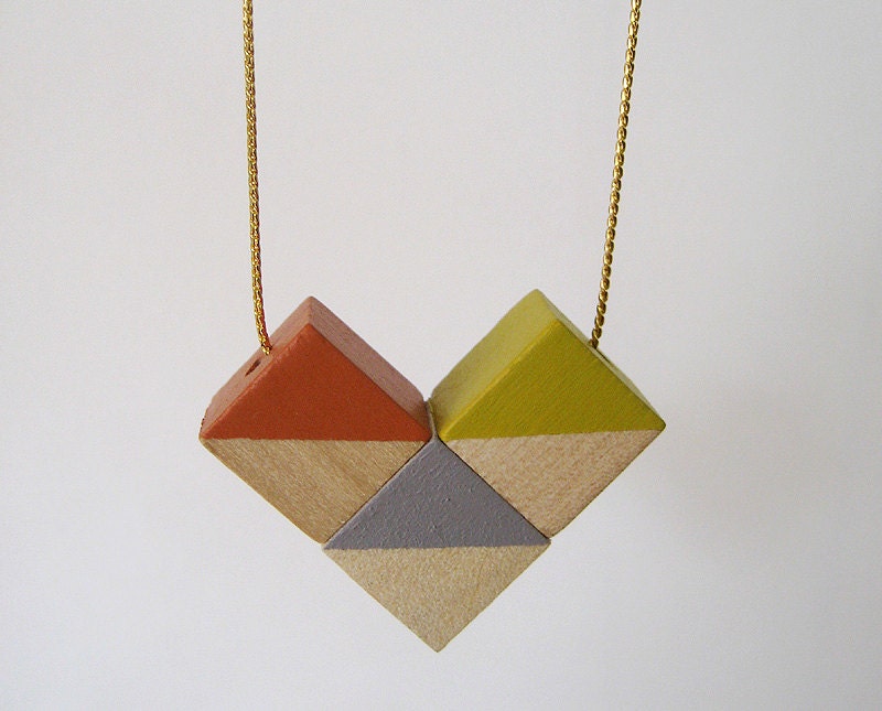 Wood Geometric Necklace FLAGG II