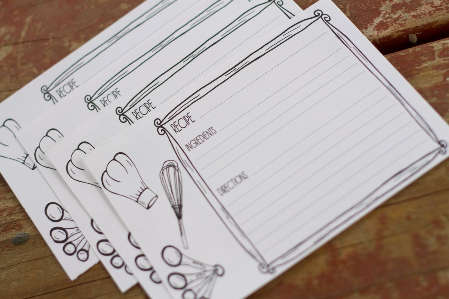Kitchen Recipe Cards Set