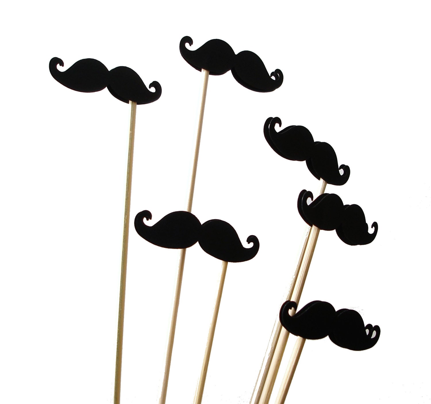 12 Black Mustache Photo Booth Props, Wedding Photo Props, Props on a Stick, Mustache on a Stick, Mustache Skewers, Cupcake Toppers - No470