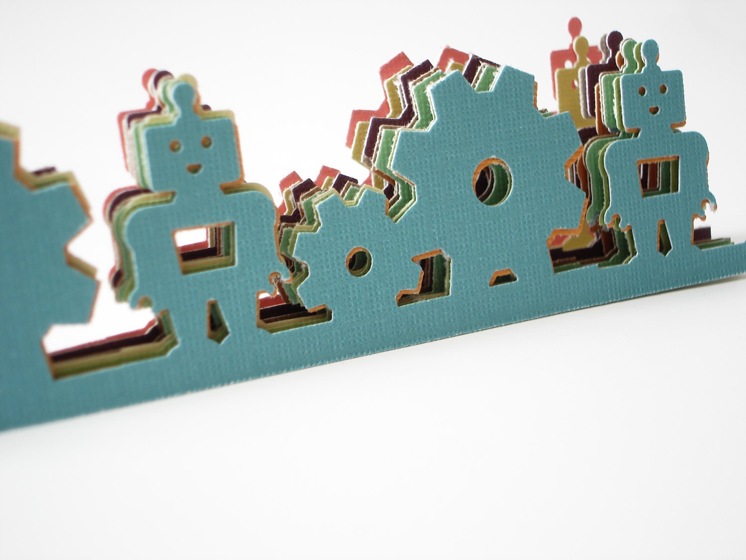 12 Textured Colorful Robots Edge Border Strips Trims Scrapbook Embellishments - BS13