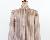 vintage Christian Dior blouse / 1980s striped secretary shirt