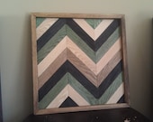 Wooden Chevron Wall Art with Green Accent
