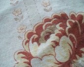 c1895 Antique 19th Century French Floral Fabric Pink  Fragment For Patchwork Or Pillow