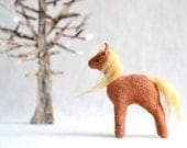 unicorn - ginger crystal ponycorn - unicorn soft sculpture with real quartz crystal horn