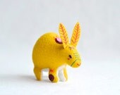 fortune rabbit yellow - soft sculpture animal