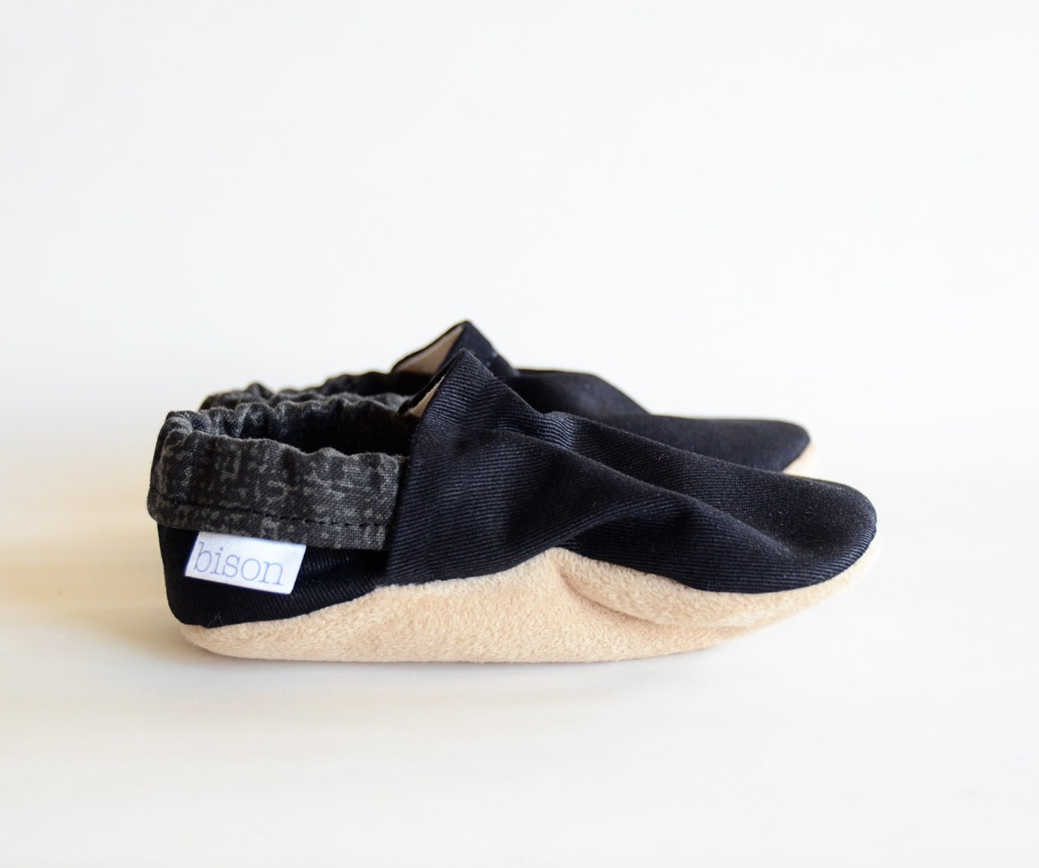 Coal Bison Booties Size 0 to 6 Months Newborn Baby Ready to Ship solid black shoes