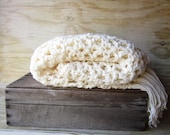 Vintage Cream Crochet  Afgan Throw  Knit Throw
