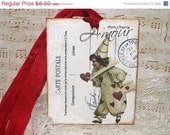 Memorial Day Sale Valentine Gift Tag, Amour Gift Tags Vintage French Market Style Original Design ECS