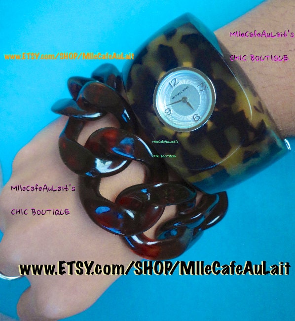 Chunky Bold Thick Large Resin Chain Link Statement Bracelet-  CHAIN REACTION Acrylic Bracelet  (Tortoise)