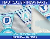 Nautical Birthday Party - Banner (Happy Birthday) NonPersonalized Printable // Nautical - B23Ni