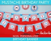 Mustache Bash Party Little Man Birthday Party - Banner (Happy Birthday) NonPersonalized Printable // Mustache - B34Ni