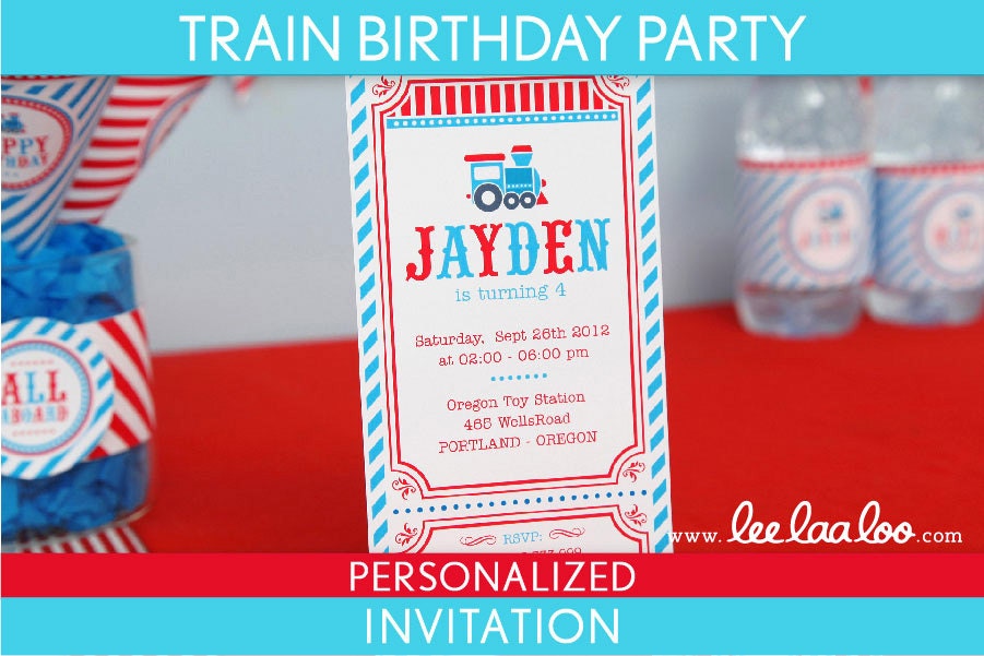 Train Birthday Party Invitation Personalized Printable // Vintage Train - B30Pa3 Il_570xn