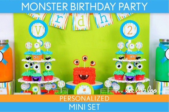 Monster Birthday Party Package Collection Set Mini Personalized Printable // Monster - B5Pz1 Il_570xn