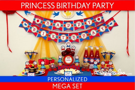 Princess Birthday Party Package Collection Set Mega Personalized Printable // Snow White Princess - B25Pz2 Il_570xn